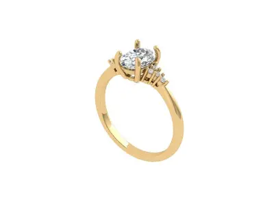 Oval Solitaire Ring 3D print model 16