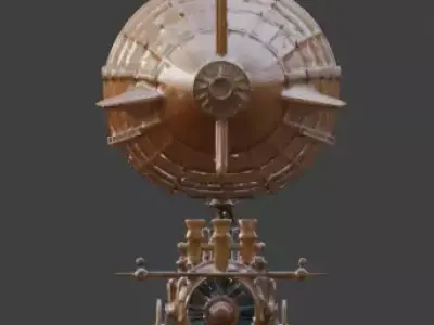 Stylized 3D Steampunk Heavy Transport Airship Low-poly 3D model