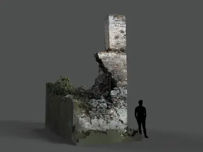 Abandoned House Ruined Part Scan - Broken Wall 09 3D model