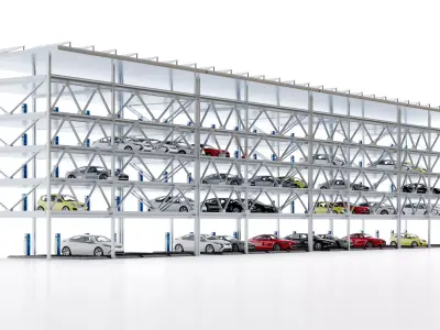 Modern multi-level parking lot 3D model