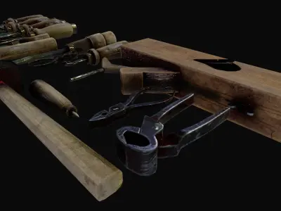 old carpentry tool Low-poly 3D model