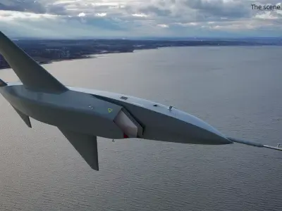 Tactical Stealth Jet with Landing Gear Deployed Grey Rigged 3D model