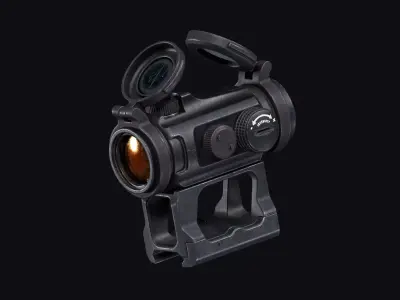 Aimpoint Micro T2 Style Red Dot Sight with 3 Mount Variations  Low-poly 3D model