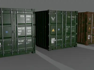 PBR 20 ft Shipping Cargo Container Version 2 - Green Dark Low-poly 3D model