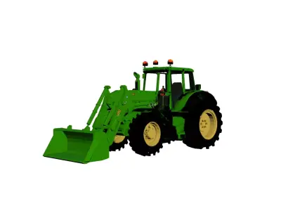John Deere 6195M Low Poly Tractor Loader Farm Vehicle 3D Low-poly 3D model