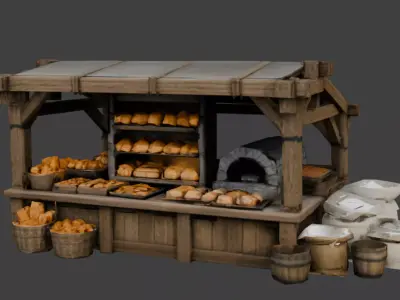 Medieval Market Asset Pack Low-poly 3D model