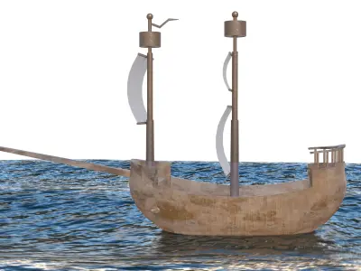 wooden ship 3D model purchase
