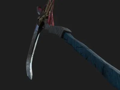 Horror Fantasy Scythe Game Ready Model Low-poly 3D model