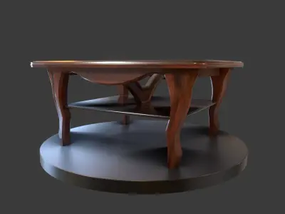 Vintage Wooden Coffee Table Low-poly 3D model