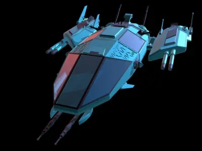 Spaceship Low-poly 3D model 5