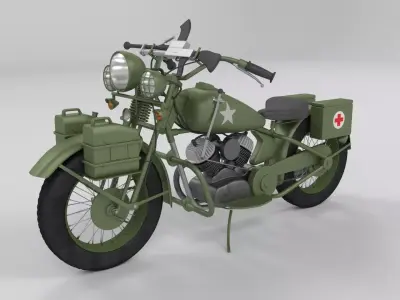 Harley Davidson WLA 1942 Low-poly 3D model