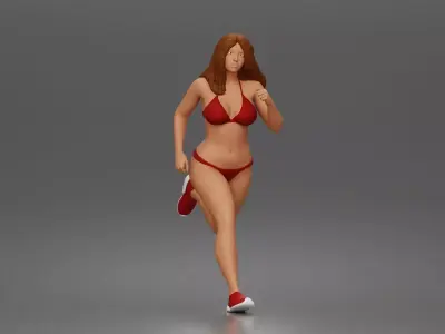 Running woman wearing top with sneakers sprinting 3D print model