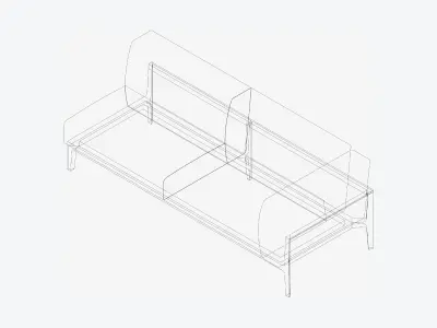 Furniture - Sofa - Contemporary - Oak - Medium - Sofa - Left Low-poly 3D model