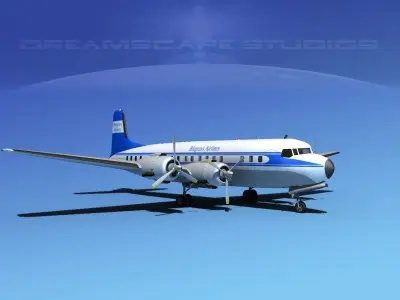 Douglas DC-7B Blue Grass Airlines 3D model