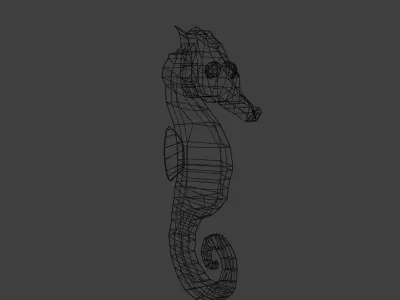low poly seahorse with multiple different coloured textures  Low-poly 3D model