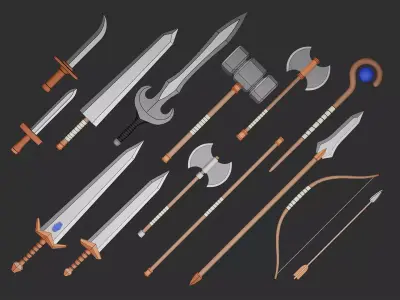 Stylized Melee Weapons Pack Low-poly 3D model