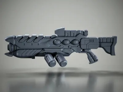 Sci-fi Gun Low-poly 3D model 3