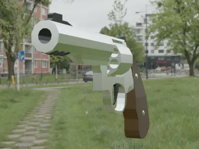 Low Poly Revolver Low-poly 3D model