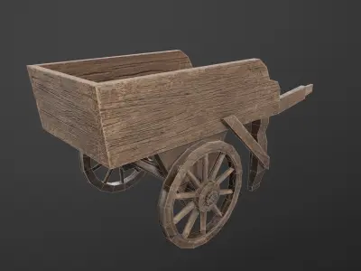 Medieval Wheelbarrow - Low Poly Game Prop Low-poly 3D model