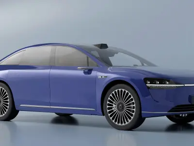 Urban Electric Sedan Car Blue 3D model