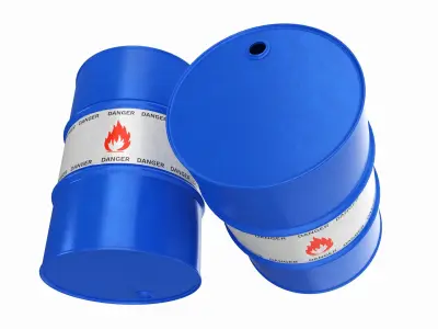 Steel oil barrel set blue 3D model