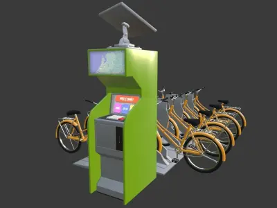 Cartoon City Bike Rental Point 3D model