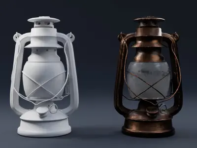 Old Kerosene Lamp 3D model