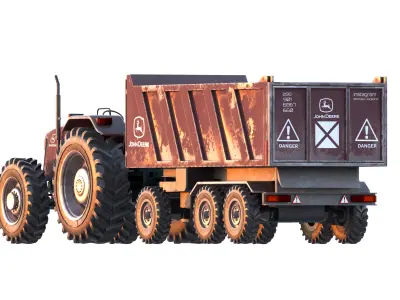 tractor trailer john deere 3D model
