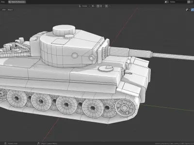 Tiger I Tank Base Mesh Low-poly 3D model