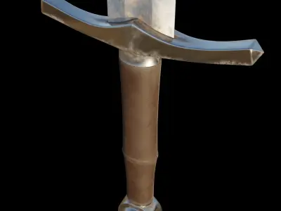 medieval fighting sword Low-poly 3D model