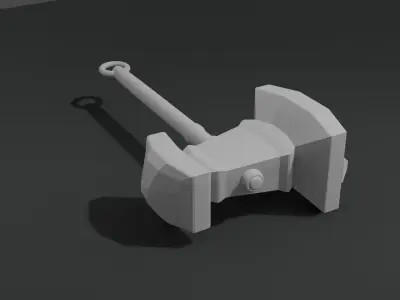 Fantasy hammer in minimalistic style 2 Free low-poly 3D model