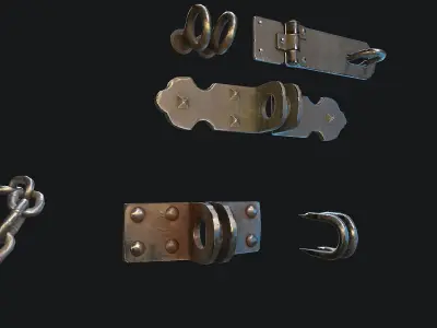 Accessories for mounting Padlock Low-poly 3D model
