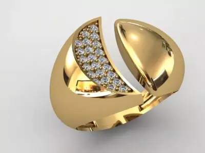 woman diamond ring R00085   10 part ring size  3D print model