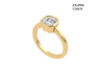 Asscher Solitair Ring 3D print model purchase