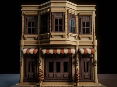 LOWPOLY CITY BUILDING STYLIZE 7 Low-poly 3D model