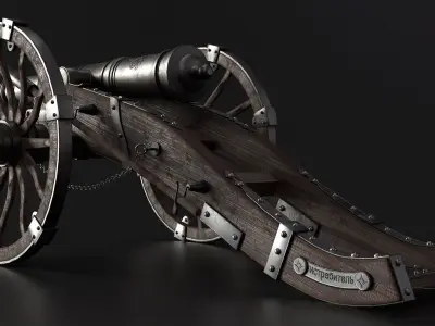 Vintage Cannon - 3D Model  and Textures Low-poly 3D model