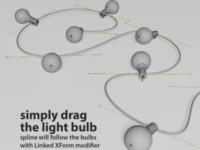 Editable Garland Lights Set 1 3D model