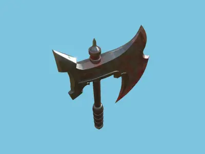 Medieval Battle Axe 07 Blood Barbarian - Fantasy Weaponry Low-poly 3D model