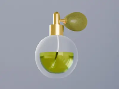Elegant Perfume Bottle 3D Model  Glass  Gold Atomizer 3D model