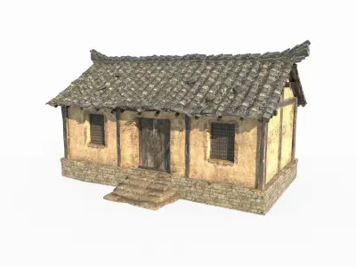 Asian ancient yellow brick houses 3D model