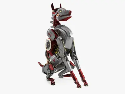 Futuristic Robotic Dog Concept Sitting Pose 3D model
