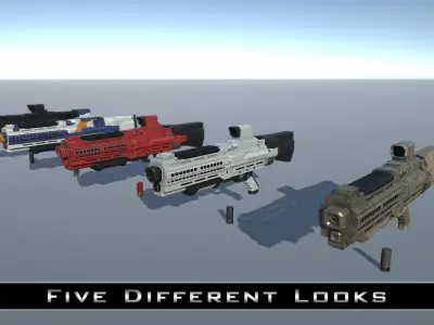 PBR Sci-Fi Shotgun Low-poly 3D model