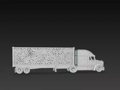 3D Semi Container Truck Cargo Transport Model 3D print model