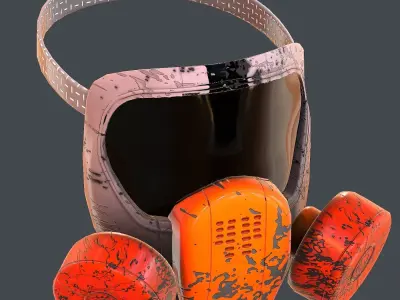 Gas mask helmet 3d model scifi Low-poly  Low-poly 3D model 32