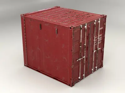  Intermodal Shipping Container 10-foot-long Red Aged 