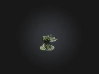 Anti-aircraft Gun Low-poly 3D model