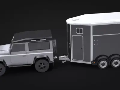 European-style Horse Trailer and SUV 3D model