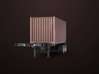 Container Carrier Trailer 03 For Heavy Truck PBR  Low-poly 3D model