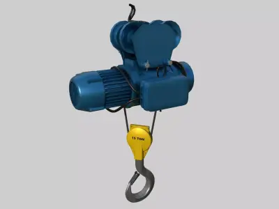 Electric Hoist Motor with Hook Assembly Low-poly 3D model