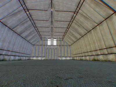 Steel Military Hangar for Plane Wide Entry Door Low-poly 3D model